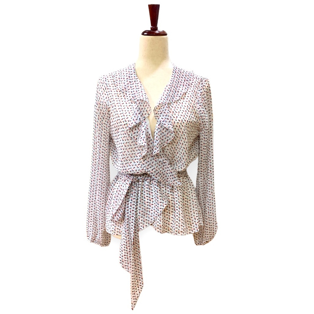 MAX STUDIO Faux Wrap Long Sleeve Blouse Size Small